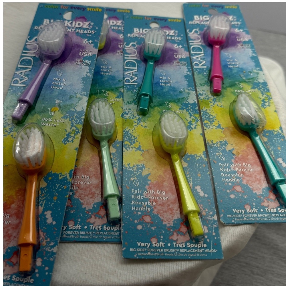 Radius Big Kidz Forever Brush Replacement Heads Very Soft 6+ 4 Double packs
